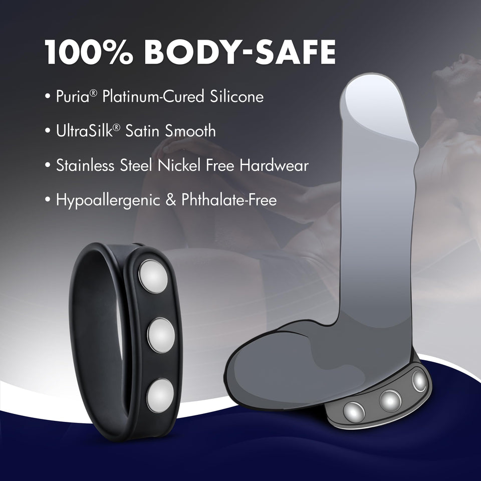 Blush Performance Silicone 3 Snap Cock Ring Strap - Universal Fit