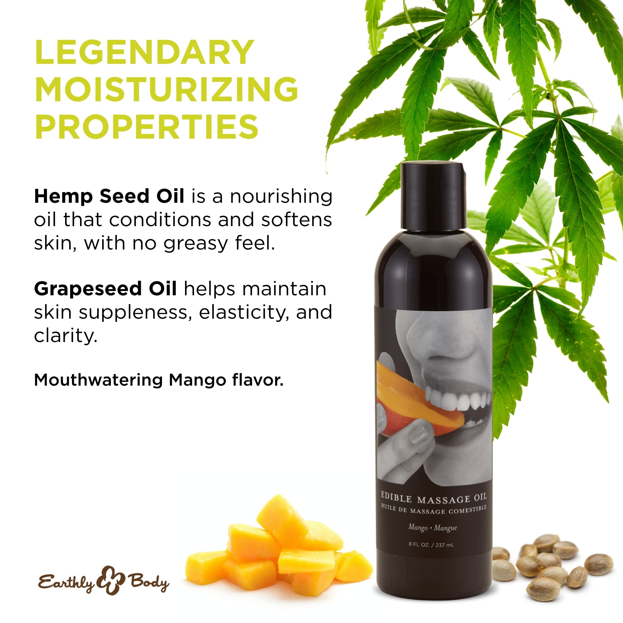 Massage Oil Edible Mango 8Oz