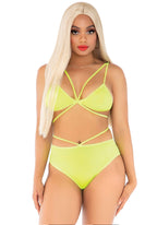 2 Pc Opaque Cage Strap Bra Top - O/S / Neon Yello