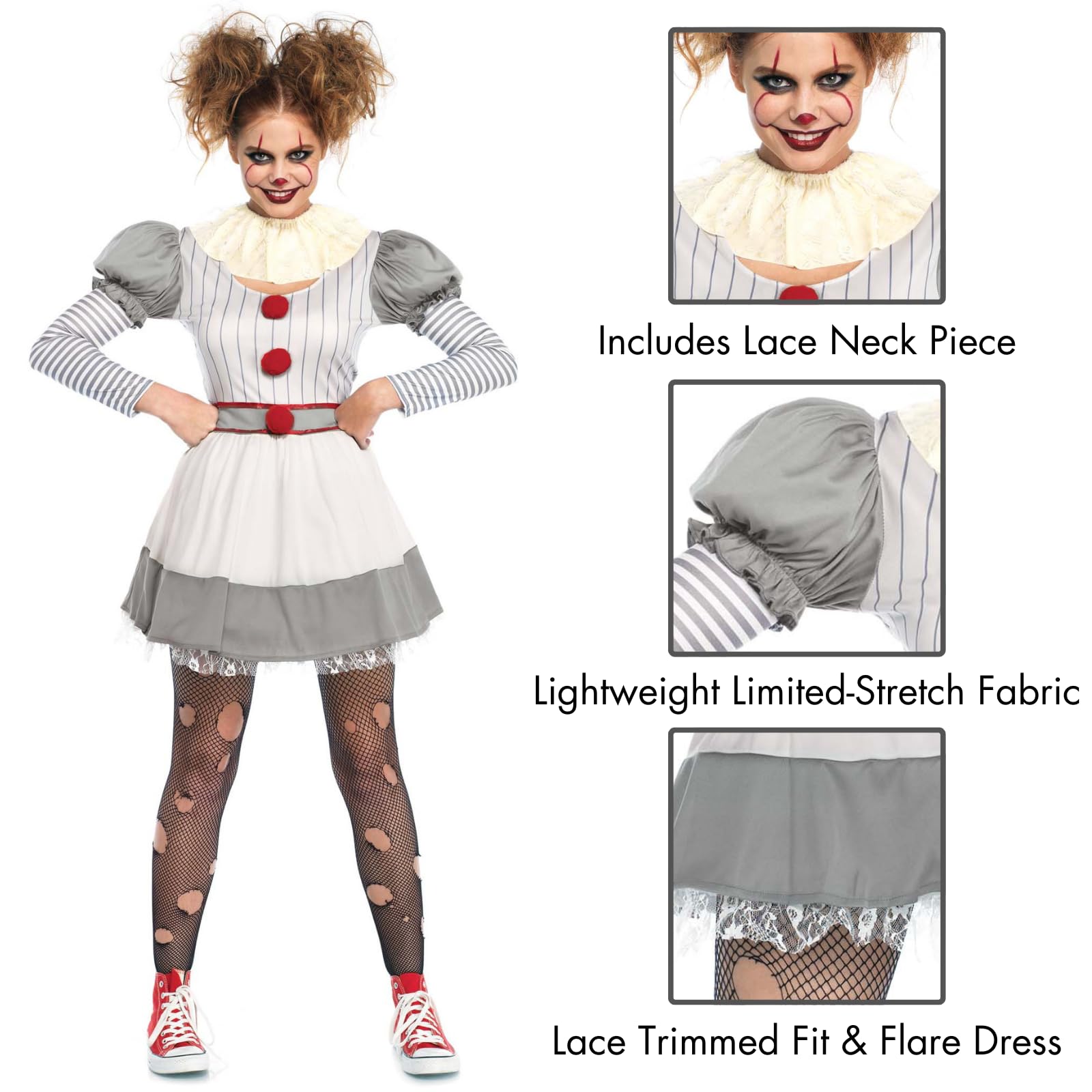 Leg Avenue 2Pc Creepy Clown, Includes Str Multicolor Color