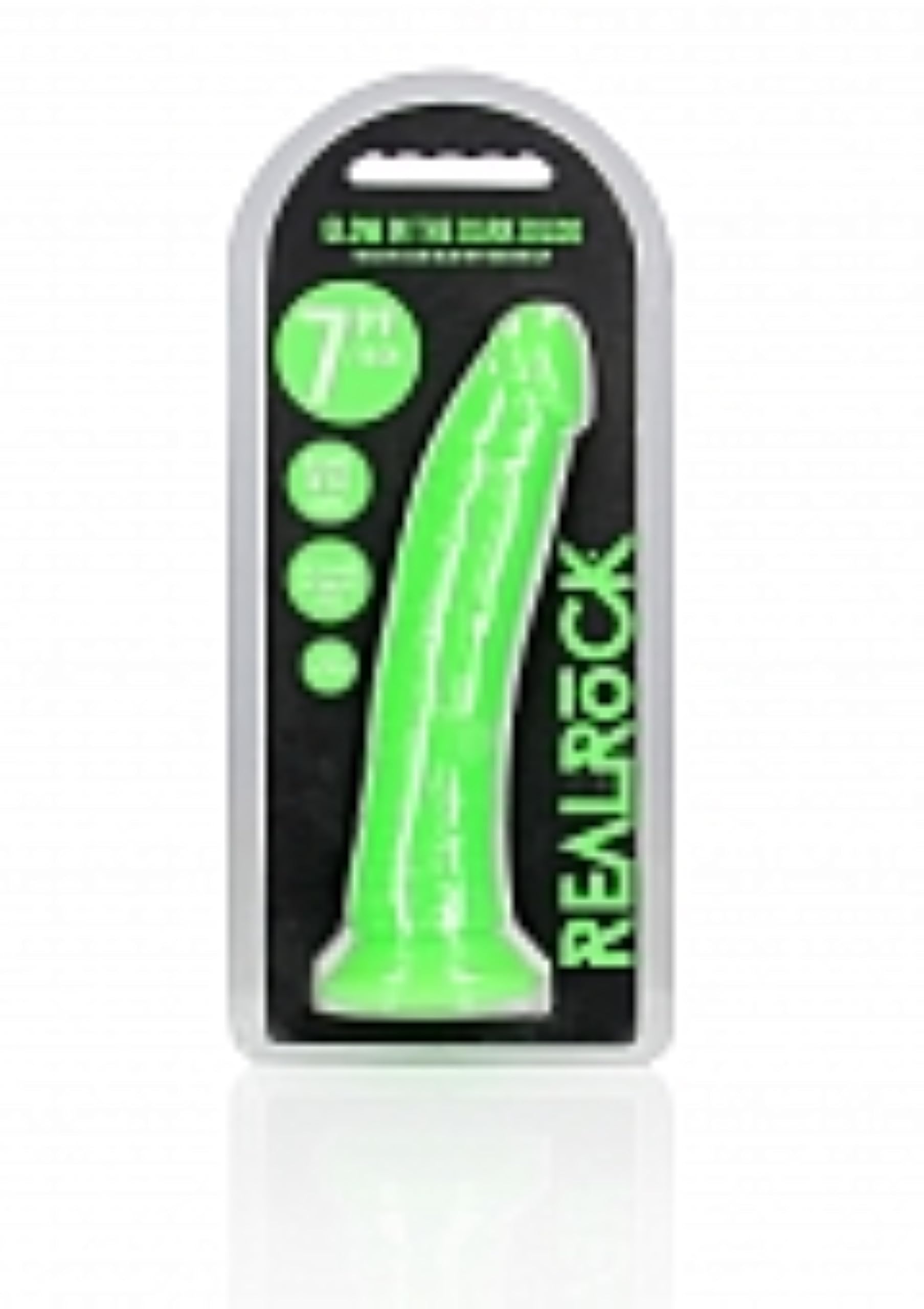Realrock Slim Glow In The Dark Dildo-Green 7''