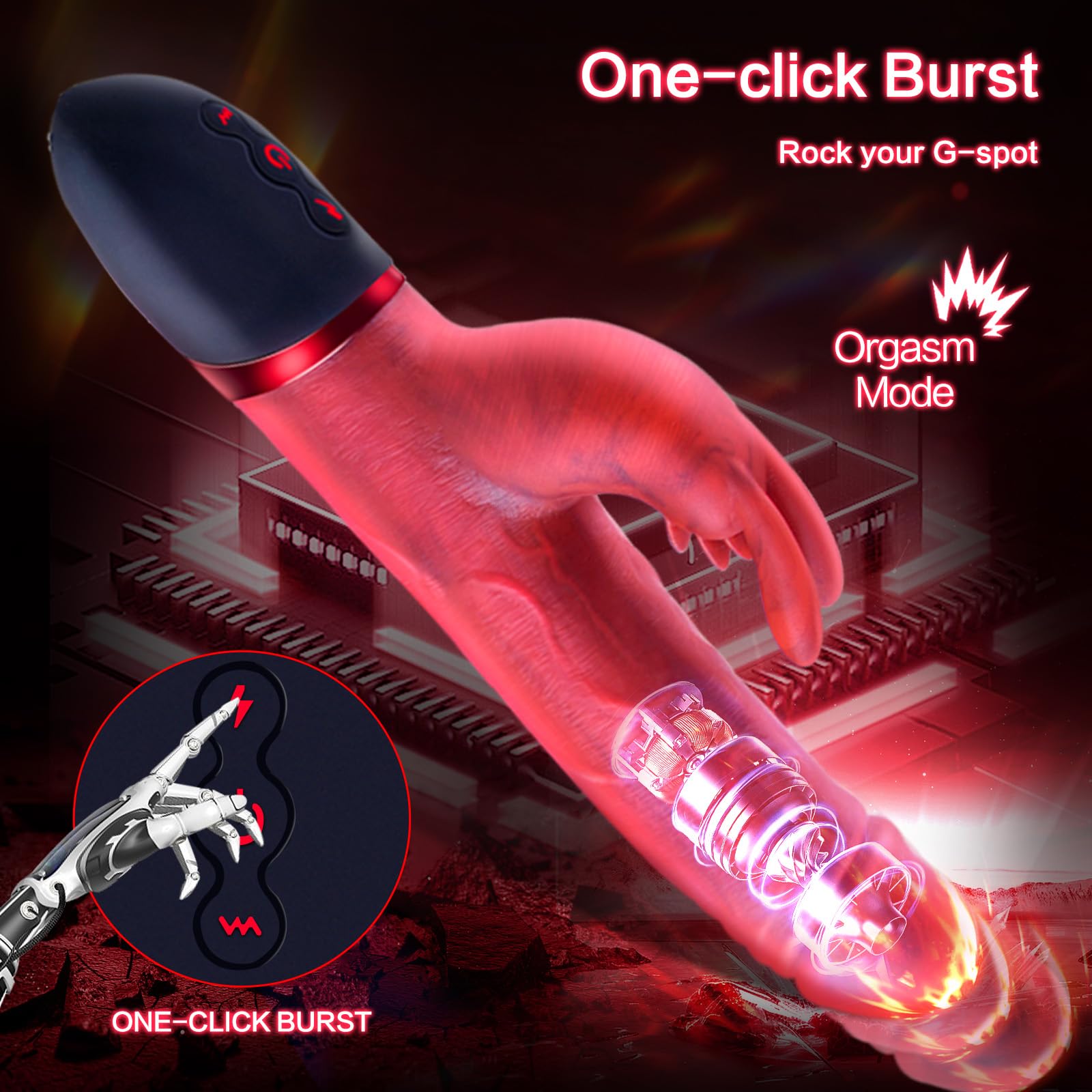 Rabbit Thrusting Vibrator Sex Toys for Women Couples - G Spot Vibrator Clitoral Stimulator Realistic Dildo - One Click Burst Sex