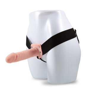 Blush Novelties Dr. Skin 7 Inch Hollow Strap On Dildo & Elastic Waistband Harness, Sex Toy For Women, Sex Toy For Adults, Vanill