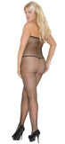 Elegant Moments Womens Plus Fishnet Bodystocking With Open Bust And Crotch, Black, One Size