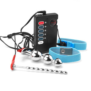 Adult Sex Toys Butt Plug Electric Trainer Kit Inserting Toys with Flared Base Metal Anal Plugs Prostate Massage Temperature Stim