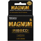 Trojan Magnum Ribbed Male Condoms, 3 Count Pack Of 3