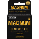 Trojan Magnum Ribbed Male Condoms, 3 Count Pack Of 3