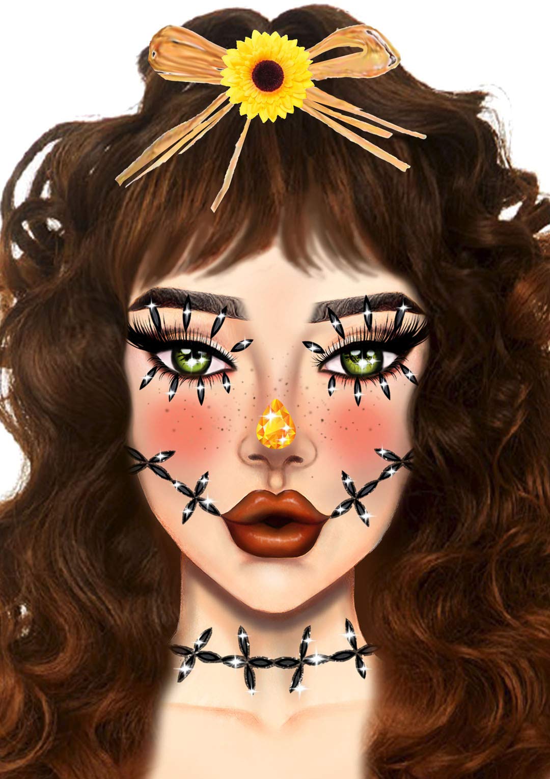 Stitches Adhesive Face Jewels Sticker.