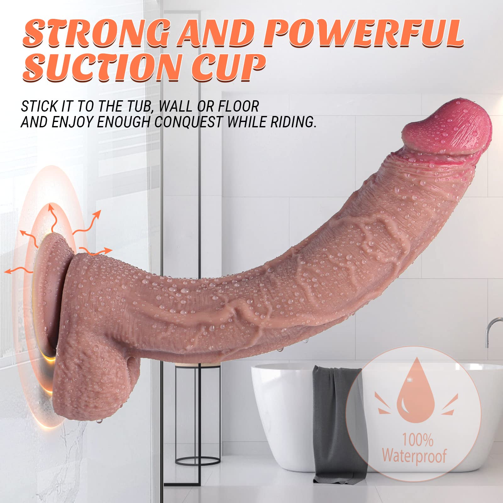 12 inch Dildo Realistic Huge Thick Anal Penis with Suction Cup, Adult and Gay for Silicone Sex Toys,Soft Thrusting Dildos for Wo