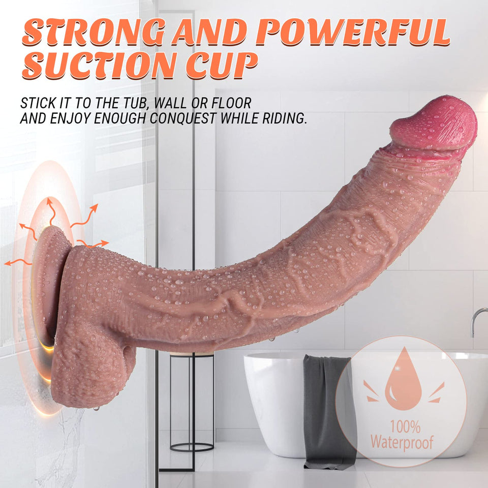 12 inch Dildo Realistic Huge Thick Anal Penis with Suction Cup, Adult and Gay for Silicone Sex Toys,Soft Thrusting Dildos for Wo