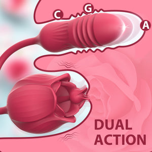 Sex Rose Toys Clitoral Vibrators - MOMONII Adult Toy 3 in 1 G Spot Vibrator Dildo with 10 Thrusting Vibrating +10 High-Frequency