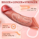 Penis Sleeve Cock Sleeve Vibrator - FYSHAVO 4IN1 Realistic Adult Male Sex Toys for Men Penis Extender Vibrating Cock Ring 9 Mode