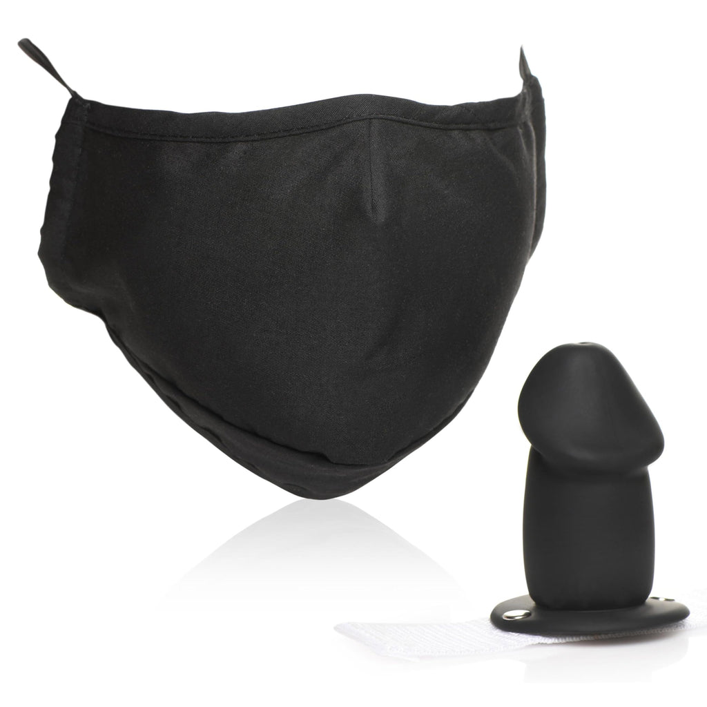 MASTER SERIES Mouth-Full Premium Silicone Dildo Face Mask for Men Women & BDSM Couples. Breathable Cotton Face Mask with Hidden