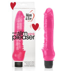Adam and Eve Slim Pink Pleaser Vibrator Dildo, Realistic Battery Operated Thrusting Stimulator, Insertable Female Sex Toy, Water