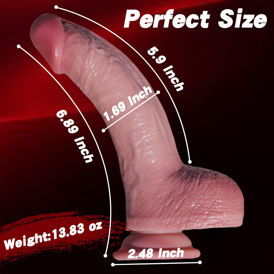 Real Realistic Silicone Dildos Gay Sex Toys, 6.89 Inch Reproduction Lifelike Handmade Dildo Feel Like Skin, Strong Suction Cup f
