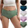 INNERSY Plus Size XL-5XL Big Curvy Woman Cotton Underwear High Waist Briefs 5-Pack(Mint Sky,XX-Large)