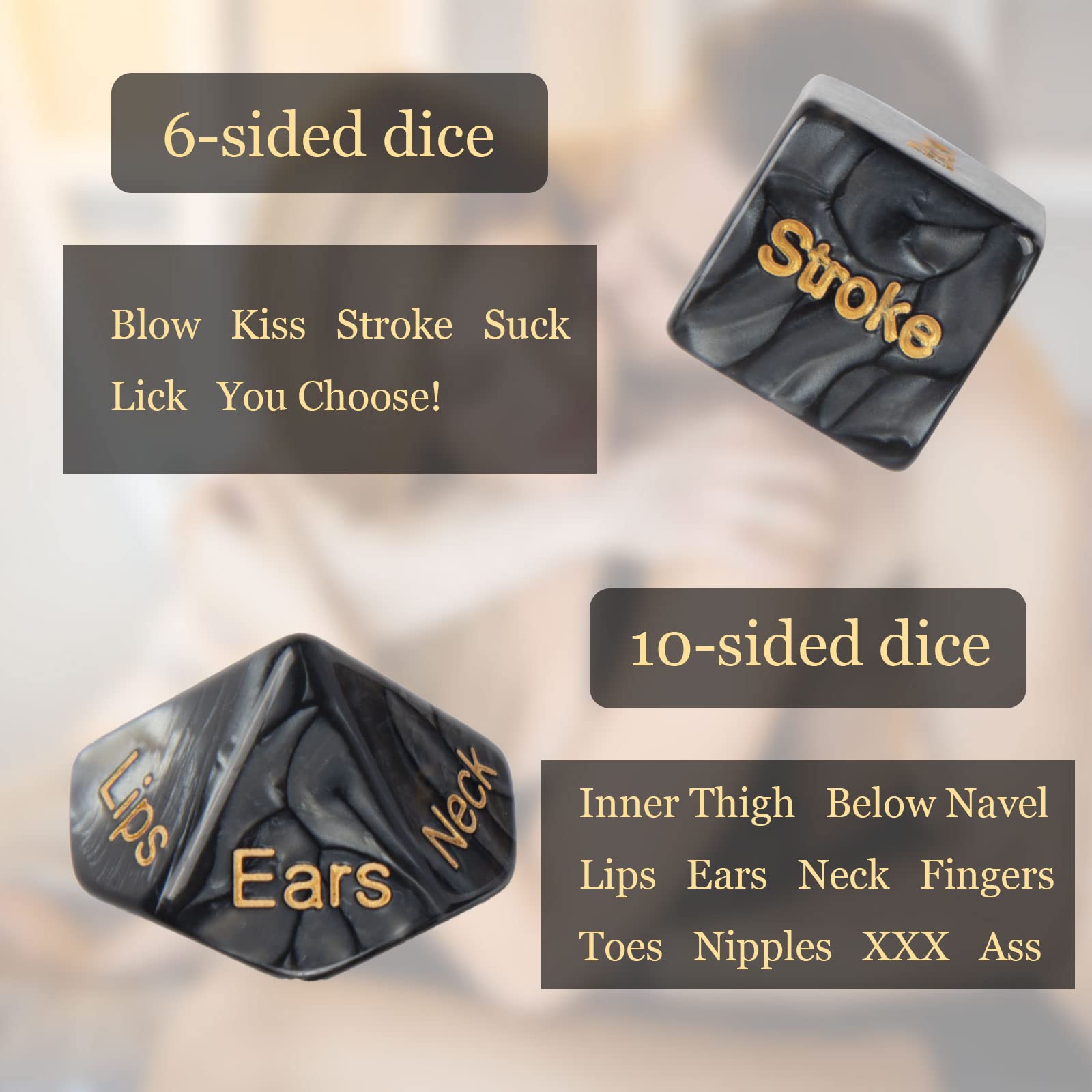 Sex Dice for Adult Couples Date Ideas Sex Games, 4pcs Couple Sex Toys-Black