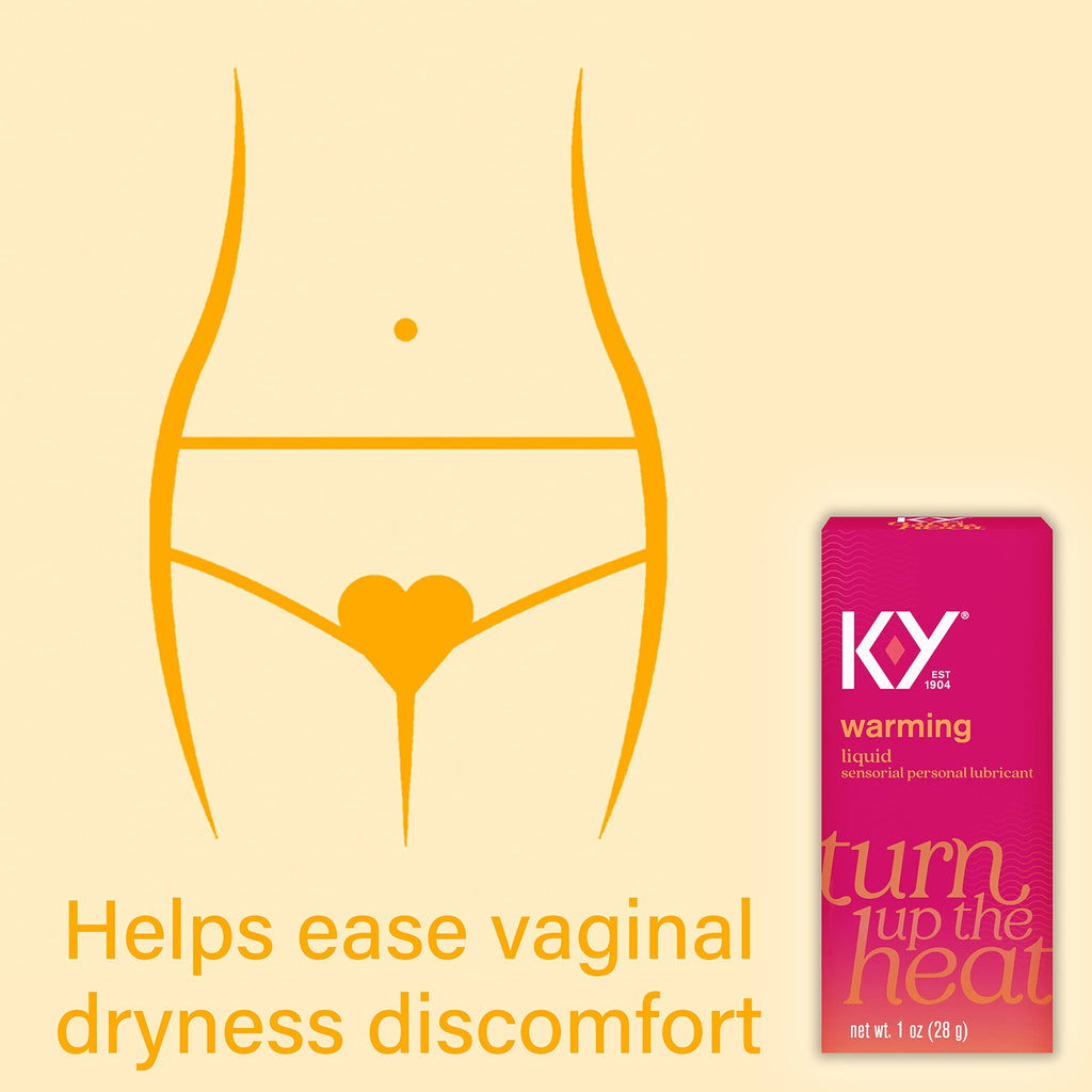 K-Y Warming Liquid Lube, Sensorial Personal Lubricant, Glycerin Based Formula, Safe to Use with Latex Condoms, For Men, Women an
