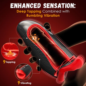 Male Sex Toys for Men - Male Masturbator Deep Throat-Mouth 360 Wrapped 9 Tapping & Vibrating Male Vibrator Penis Pump APP Contro