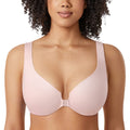 DELIMIRA Womens Front Closure Racerback Bras Plus Size Underwire Unlined Full Coverage Plunge Bras Gentle Rose 44DD