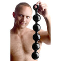Master Series Black Baller Anal Beads Dildo, Long Black Adult Toys for Men, Women, and Couples, with Pull Ring, Easy to Clean an