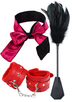 VFOX Feather SM Tickler Blindfold Eye Mask Sex Fluffy Handcuffs Adjustable BDSM Blindfold Mask Tickler for couples SM Fetish BDS