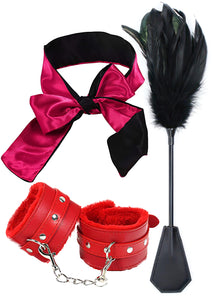VFOX Feather SM Tickler Blindfold Eye Mask Sex Fluffy Handcuffs Adjustable BDSM Blindfold Mask Tickler for couples SM Fetish BDS