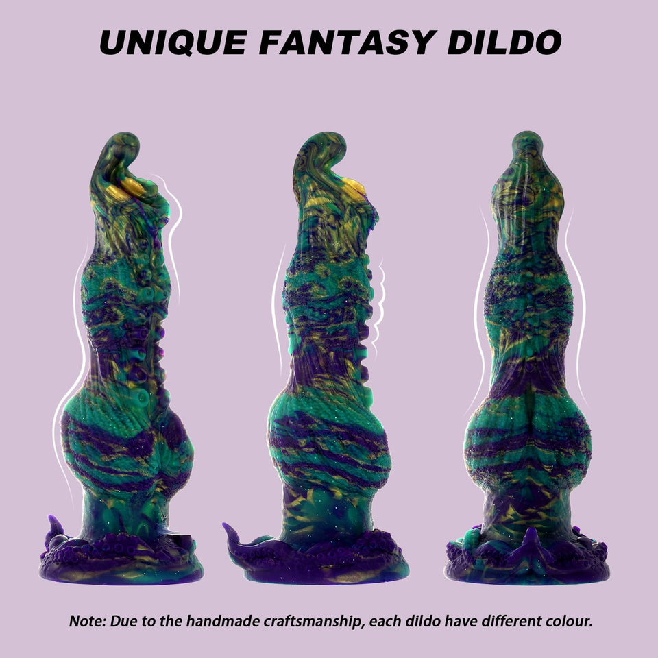 10.24 '' Squirting Monster Dildo Fantasy Ejaculating Dog Knot Penis,Silicone Realistic Tentacle Dildo Dragon Cock W/Enema Bulb,T