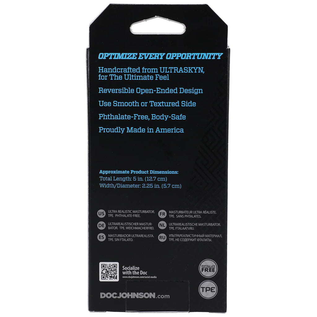 Doc Johnson Optimale - Ultraskyn - Reversible Stroker With Storage Case - Link - Frost