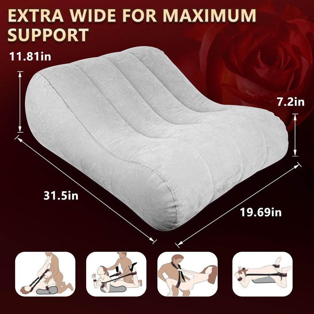 Sex Position Pillow Cushion with Sex Leather Bondage Strap, Sex Furniture for Bedroom Sex Chair, Couple Sex Toys for Deep Positi