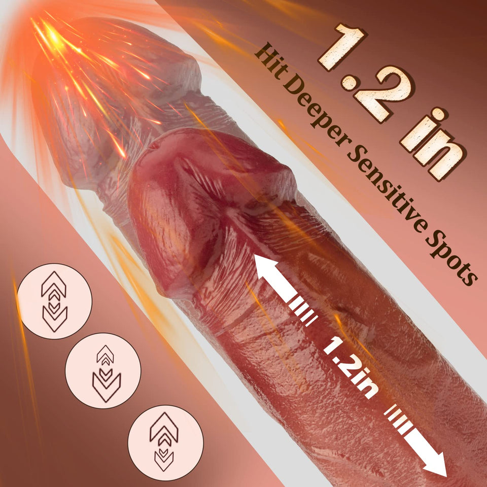 Thrusting Dildo Vibrator Sex Toys for Women, 9.8 '' Vibrating Realistic Dildo for G-spot Anal Stimulation with 3 Telescopic & 5