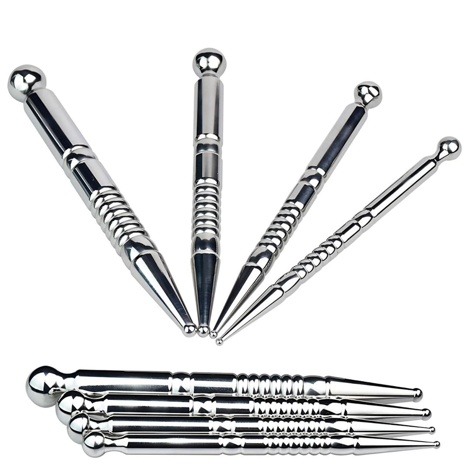 Urethral Sounds Dilator for Adult Training Smooth Double Head Penis Plug Sex Toys for 4 Different Size Metal Catheters Dilators