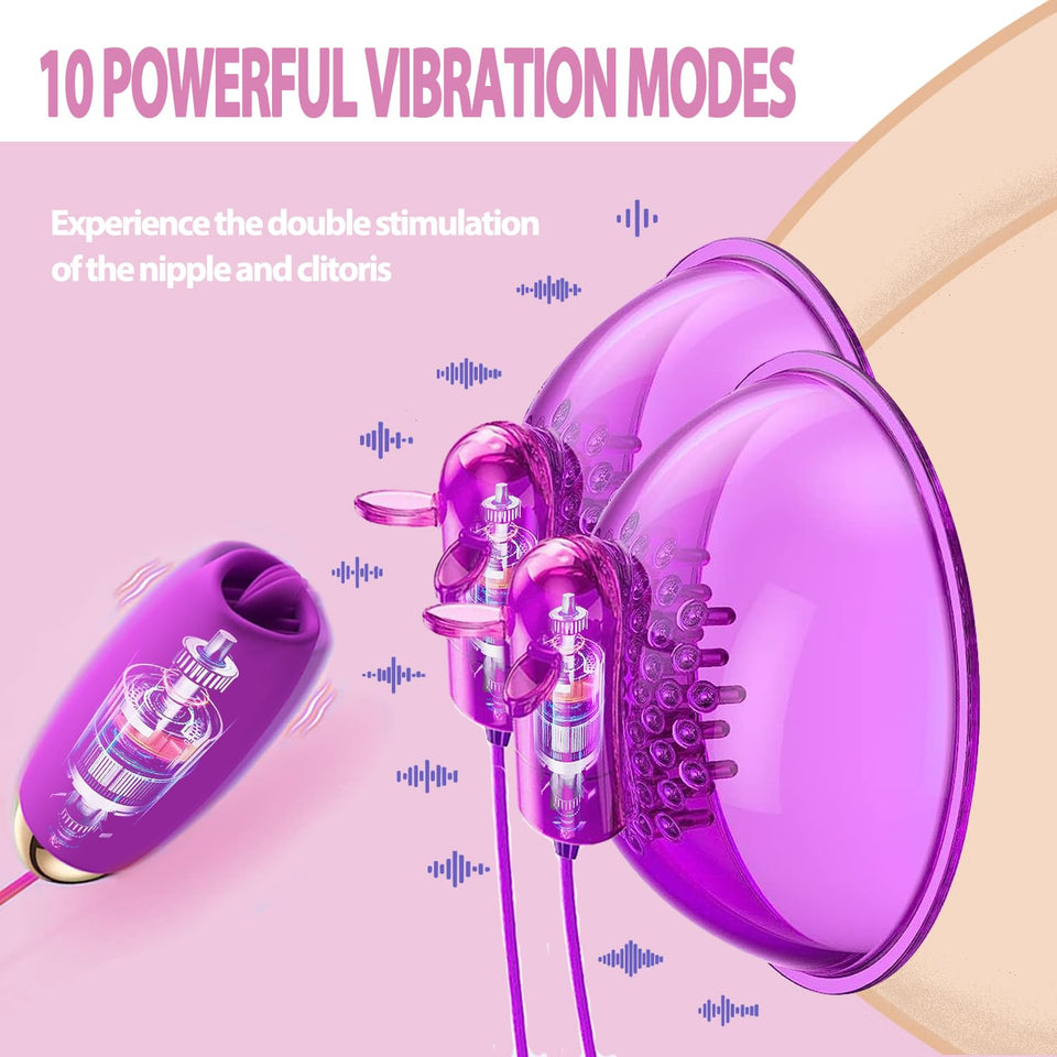 Nipple Clitorals Vibrator Adult Toys - Women Sex Toy Vibrating Nipple Toy Sucker Massage with 10 Vibration 10 Tongue Licking Mod