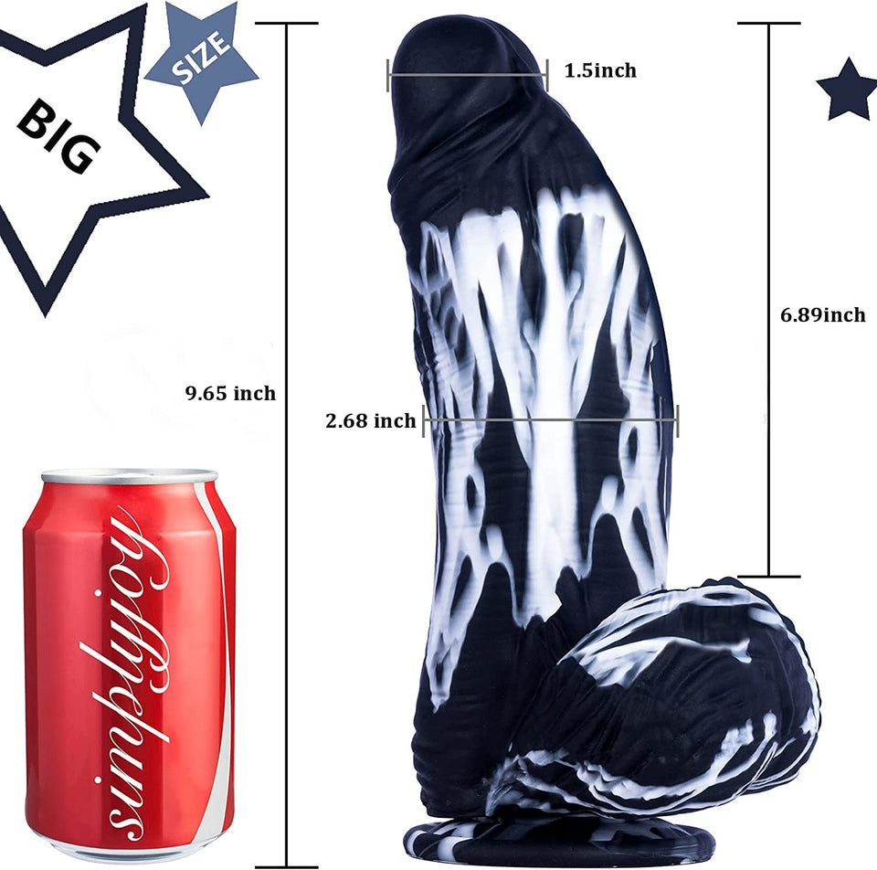 2.68 ' ' Diameter Huge Thick Dildo, 10 inch Monster Silicone Big Dildo with Strong Suction Cup for Hands-Free and Anal Play, G-s