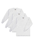 Pro Club Mens 3-Pack Heavyweight Cotton Long Sleeve Crew Neck T-Shirt, White, X-Large