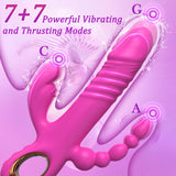 Thrusting Dildo Vibrator Sex Toys for Women, G Spot Anal Rabbit Vibrators Adult Sex Toys with 7 Powerful Speeds & 7 Vibrating Mo