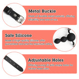 BDSM Ball Gag Sex Play, Bondage Gags & Muzzle with Beads, Silicone Mouth Gag with Removable Leather Straps, Sex Gag Face Dildo K