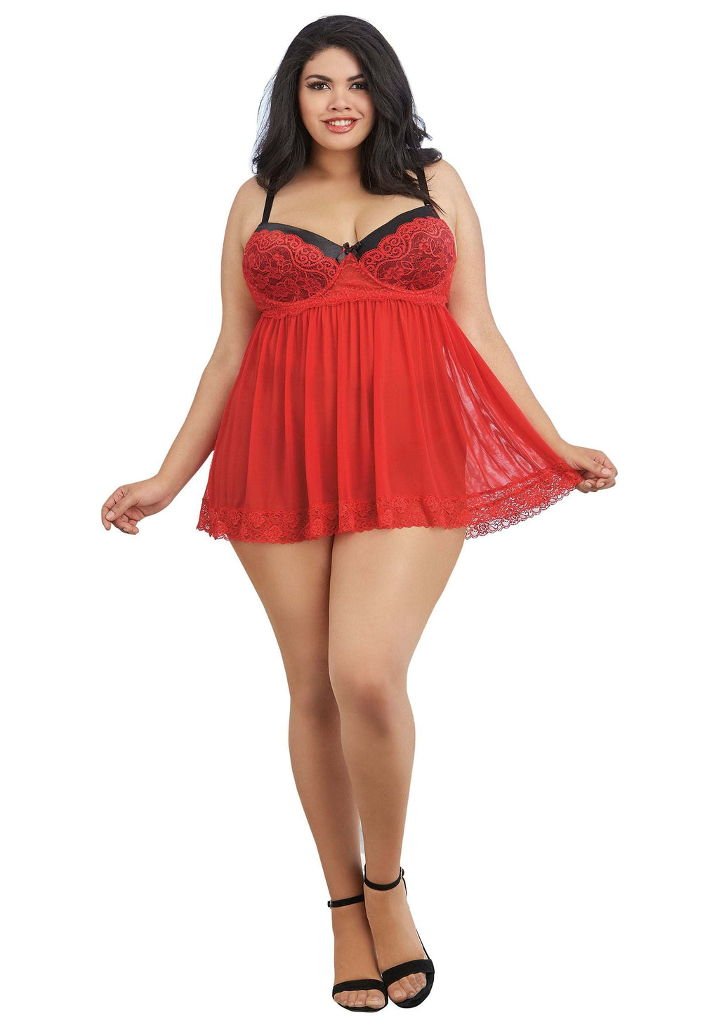 Dg Lace Ovrlay Bdoll W/ G-Strng Ruby 3X