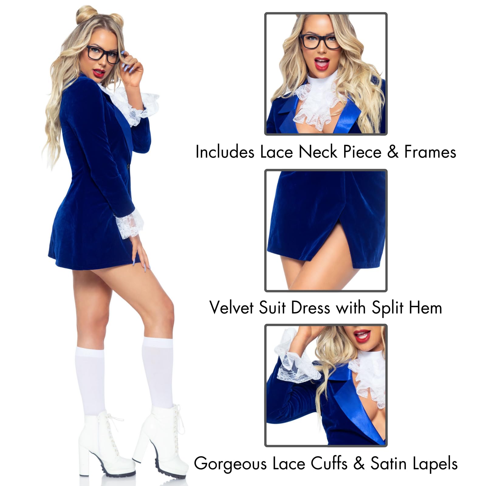 3 Pc Sexy 60S Swinger, Include - Large / Blue/White