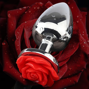 Luxury Metal Anal Plug - Elegant Waterdrop Shape with Intricate Rose Petal Base. Body Safe, Durable & Hygienic Design Sex Toy fo