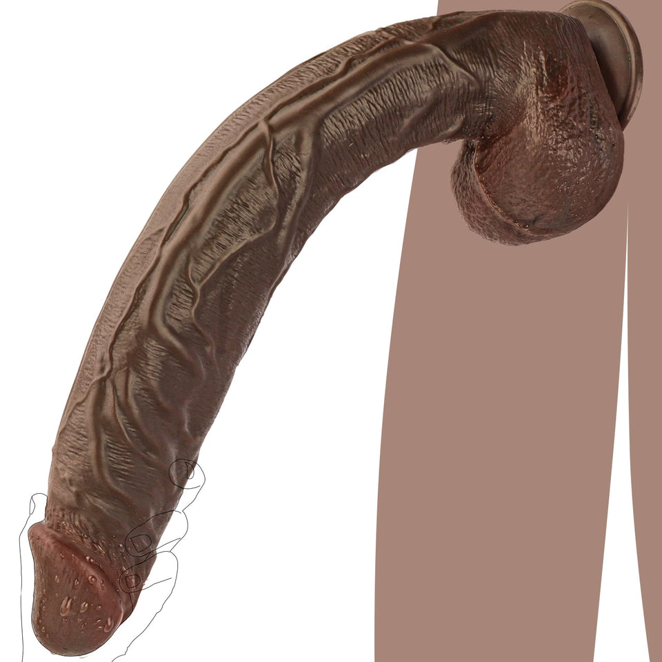 17.7 Inch XXL Black Realistic Monster Dildo, Extra Long Huge Anal Dildo with Suction Cup for Hands-Free Deep Play, Adult Sex Toy