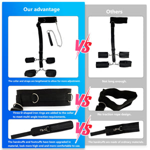 BDSM Bondage Toys Kit, Neck to Wrist Restraints Set, Bondage Gear & Accessories Adult Toys, Adjustable Neck to Wrist Bondage Res