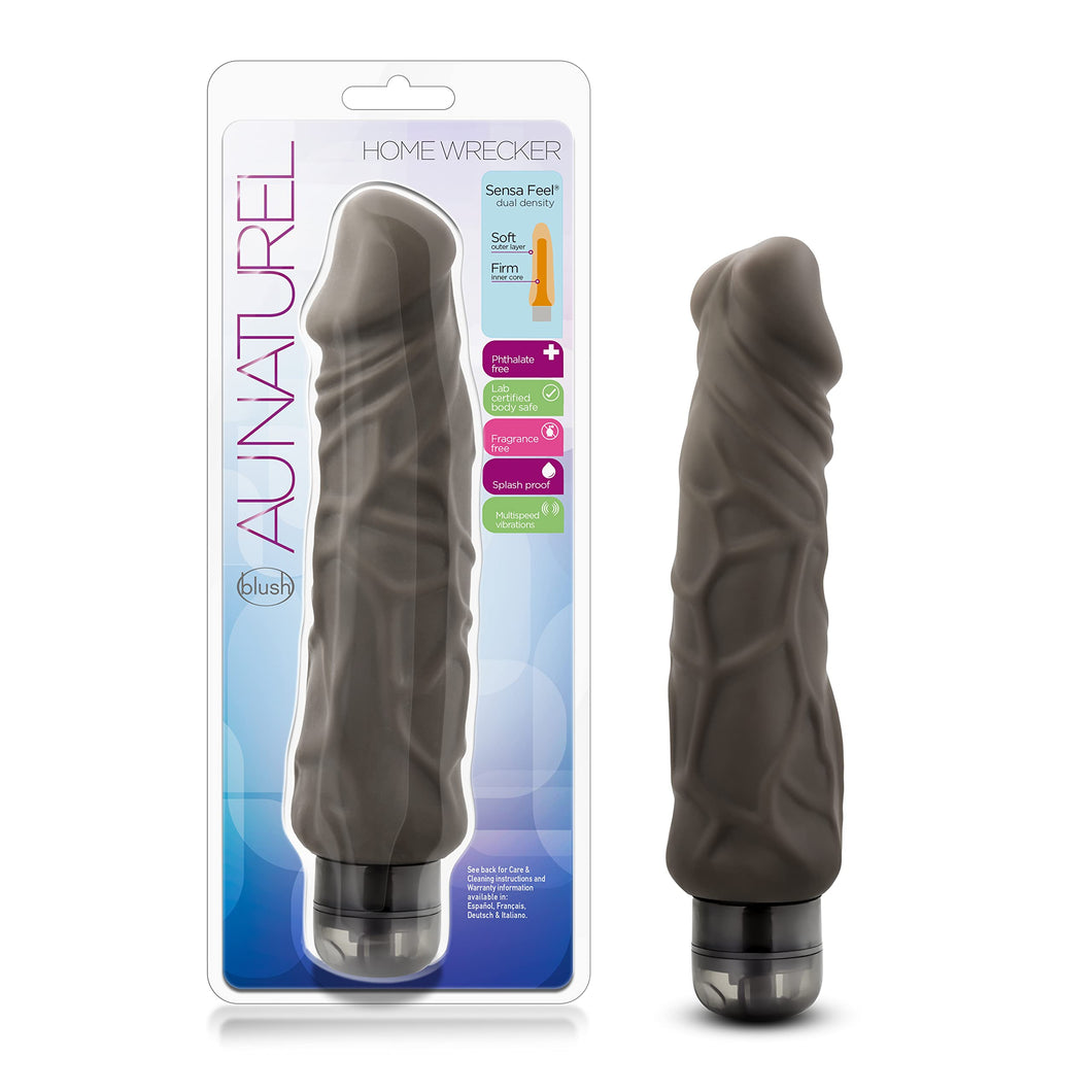 Au Naturel  9 Inch Ultra Soft Sensa Feel Dual Density Vibrating Dildo  Bendable Flexishaft  IPX7 Waterproof  Multi Speed Rea