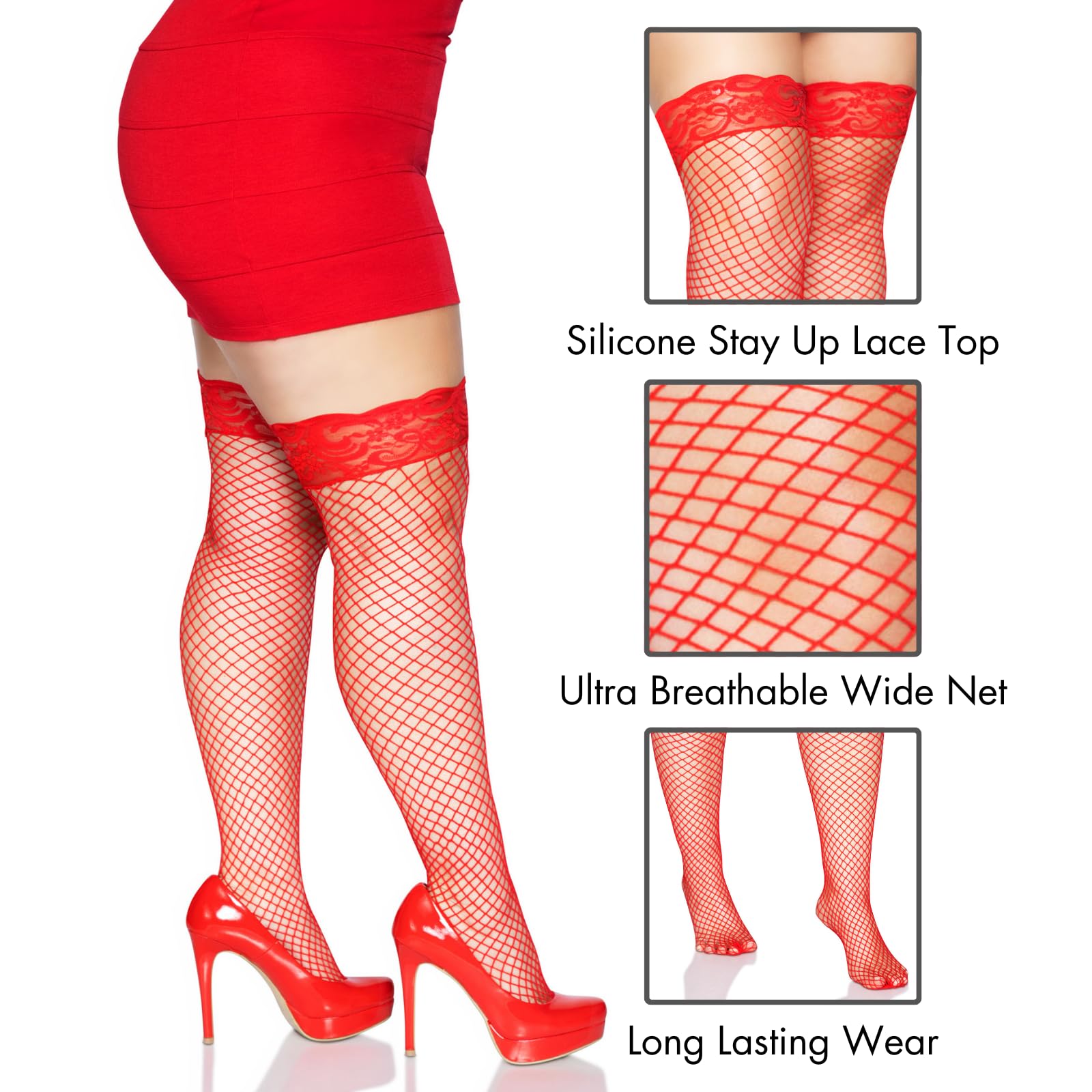 Spandex Industrial Net Thigh H - 1X-2X / Red