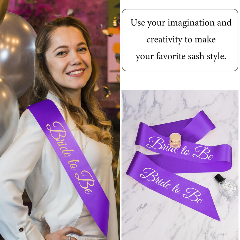 CIEHER Purple Sash Blank Satin Sash Bride Sash Custom Sash Prom Court Sash Mommy to Be Sash Birthday Sash Bride to Be Sash Bache
