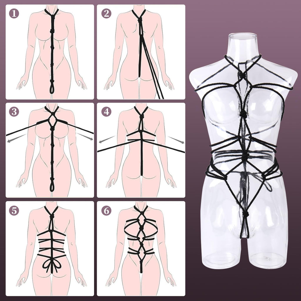 BDSM Shibari Bondage Sex Rope - BDSM Kit Adult Bondage Restraints Set Sex Toys for Beginner Women & Couples Extreme SM Slave Fet