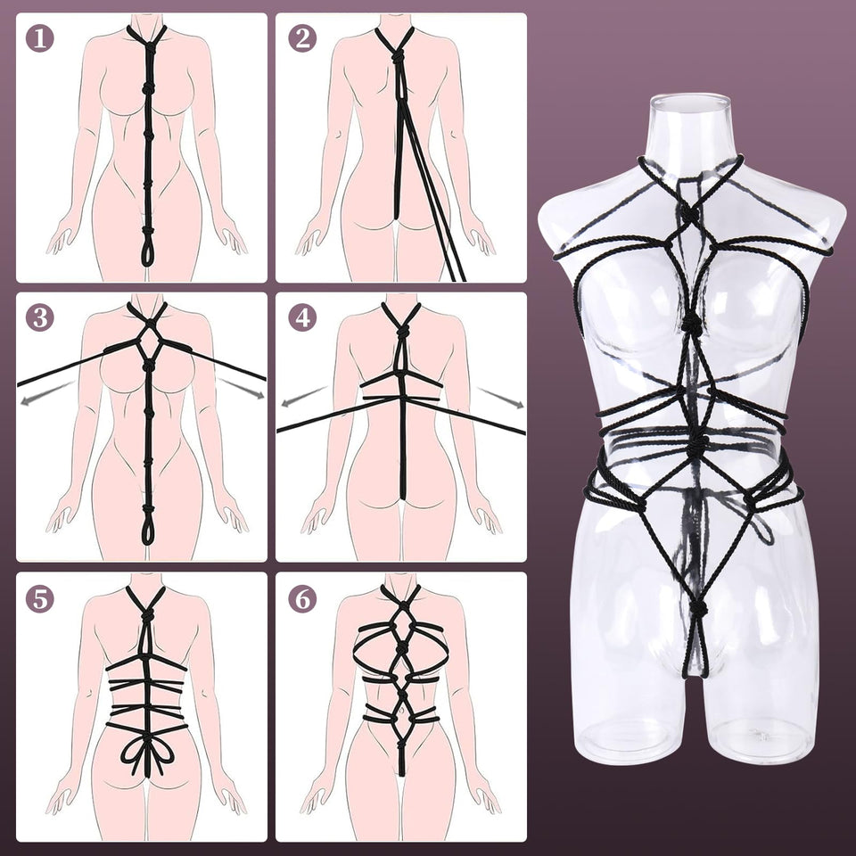 BDSM Shibari Bondage Sex Rope - BDSM Kit Adult Bondage Restraints Set Sex Toys for Beginner Women & Couples Extreme SM Slave Fet