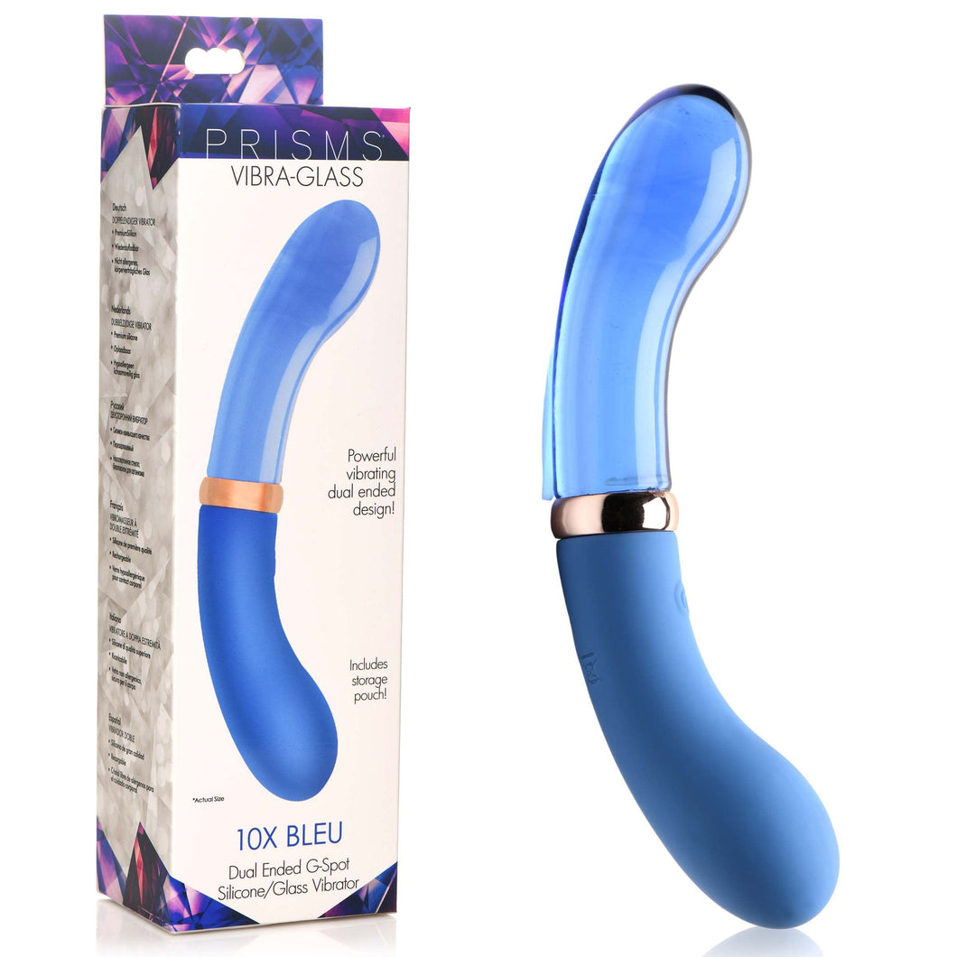 Prisms Vibra-Glass 10X Bleu Dual Ended Glass G Spot Vibe