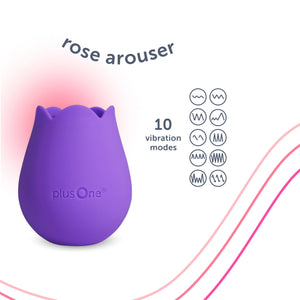 plusOne Rose Toy Vibrator for Women, Clitoral Stimulator Made of Body-Safe Silicone, Waterproof, USB Rechargeable and 10 Pulsing