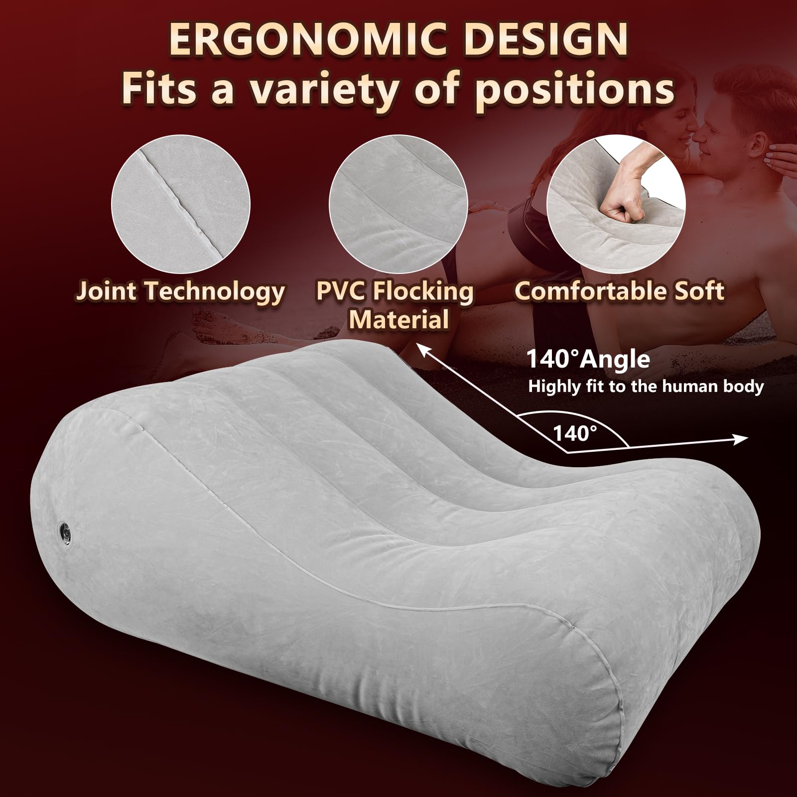 Sex Position Pillow Cushion with Sex Leather Bondage Strap, Sex Furniture for Bedroom Sex Chair, Couple Sex Toys for Deep Positi